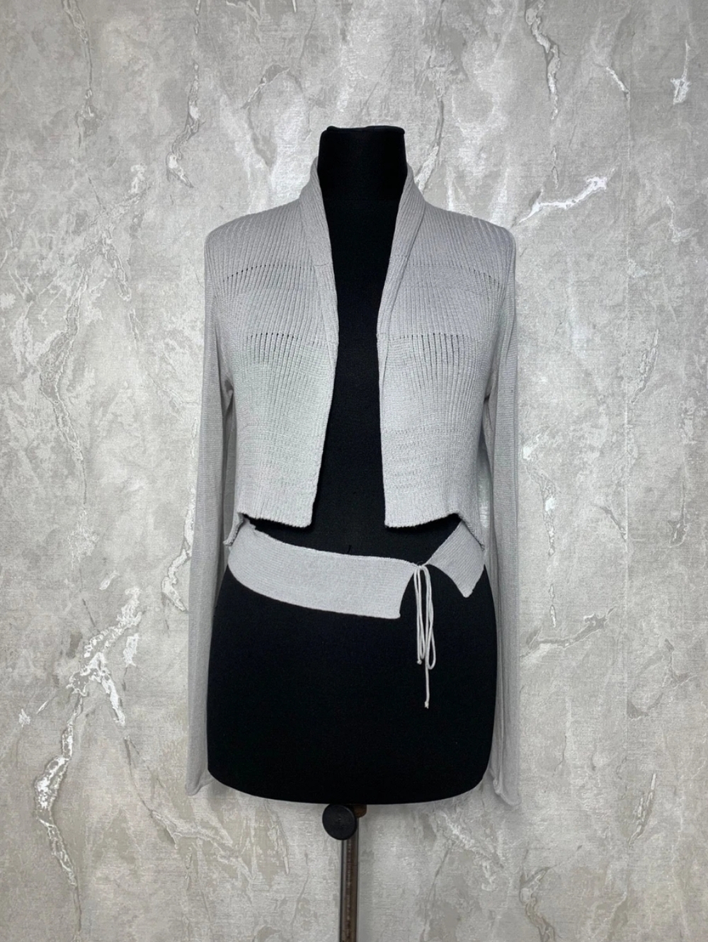 Sarah Pacini Avant Garde Grey Open Knit Cardigan — One Size (S,M)